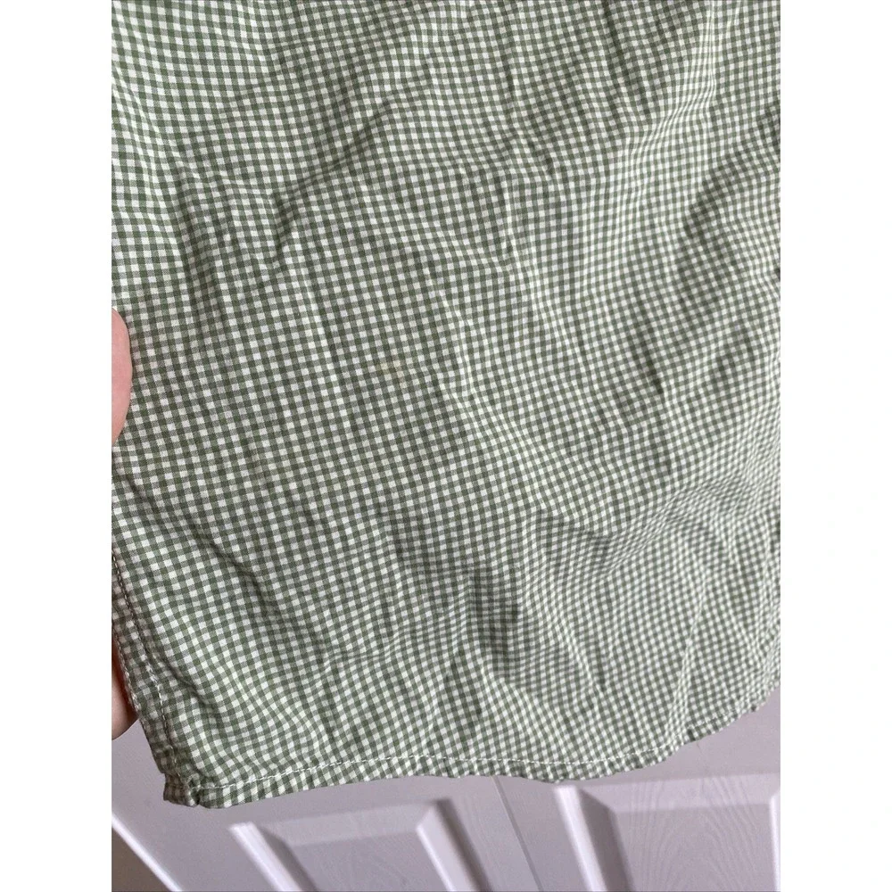 Banana Republic Mens Large Green Long Sleeve Gingham Soft‎ Wash Slim Fit